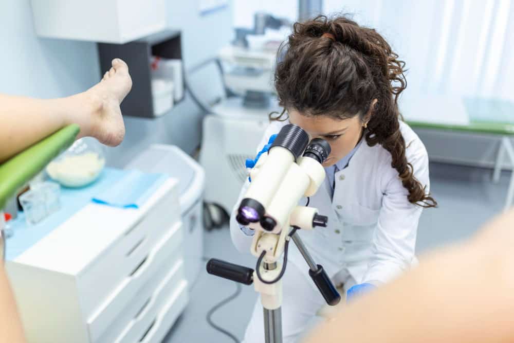 colposcope closeup image gynecologist patient gynecological chair women s consultation